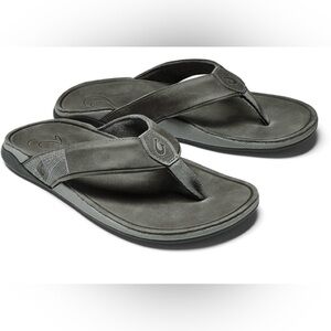 Brand New OluKai Men's Tuahine Sandals Flip Flops Stone Gray Size 8 MSRP $99